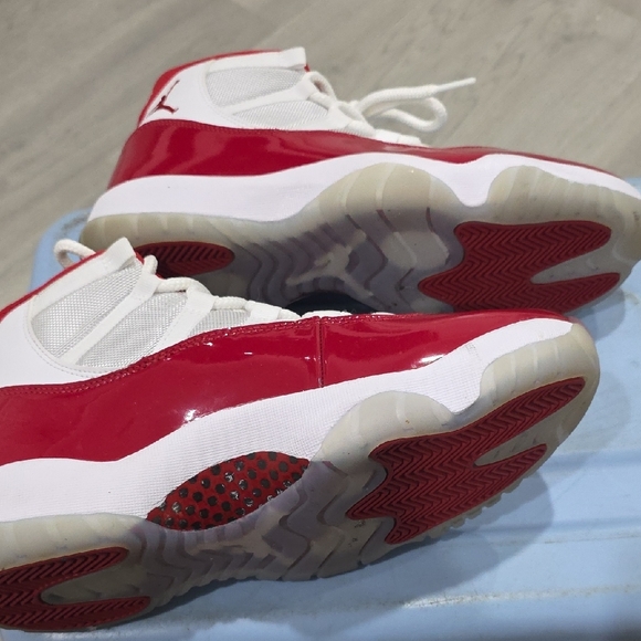Air Jordan 11 Cherry  High-Top Sneakers - White & Red